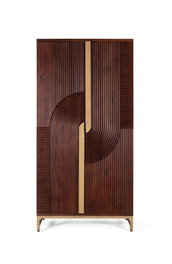 GINER Y COLOMER Mueble bar de 2 puertas en madera de mango y metal color Cerezo